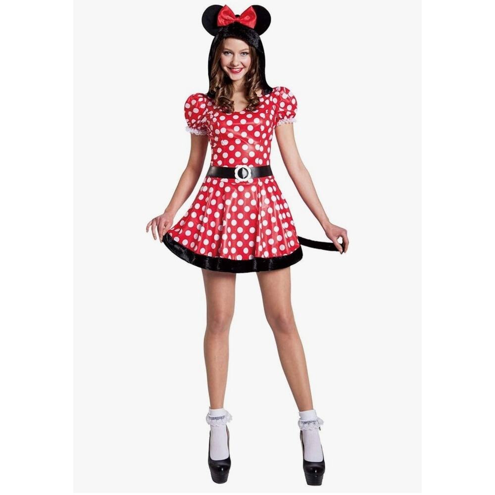 NEW! Miss Minnie Mouse Women's Red Sassy Sexy Halloween Costume Size L 12-14